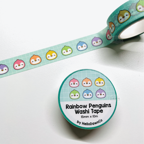 Rainbow Penguins Washi Tape